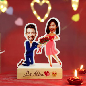 Personalised Proposal Caricature with Wooden Stand