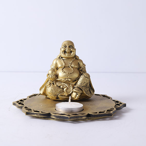 Laughing Buddha In A Wooden Tray