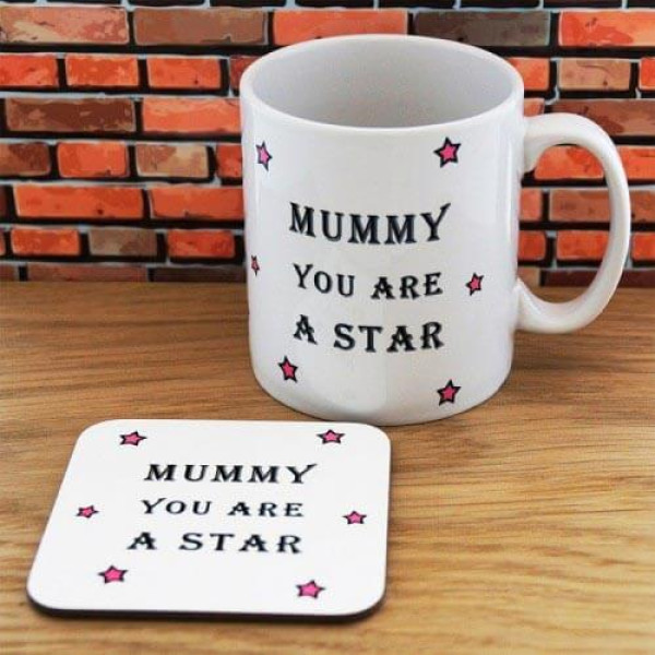 Personalised Mummy Star Mug & Coaster Set