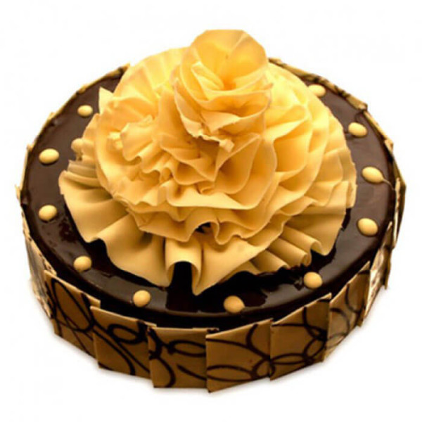 Flower on Chocolate Truffle Cake