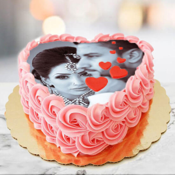 Joy Of Love Photo Cake Heart Shape