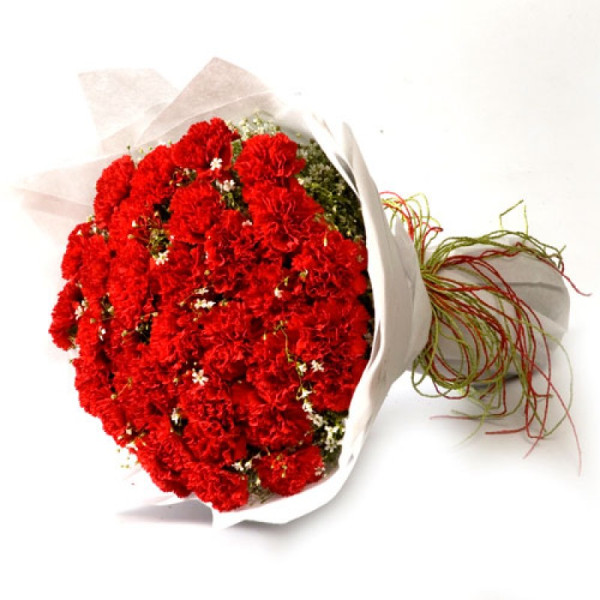 Sweet Flame 40 Red Carnations